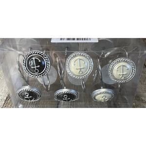 Black and White Anchor Shower Curtain Rings New In Box